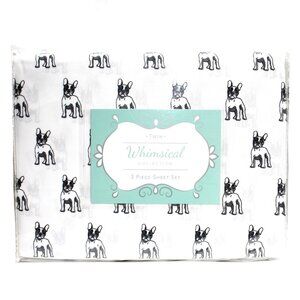 Whimsical Hotel Collection 3 Piece Sheet Set Twin Size French Bulldog